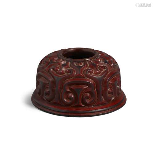 A CARVED TIXI CINNABAR LACQUER WATER COUPE Late Ming dynasty...