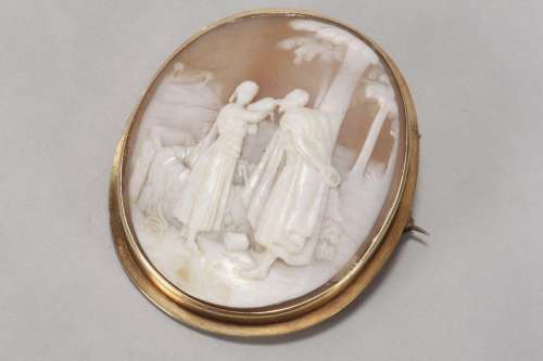 Late 19th/ Early 20th Century Gold Cameo Brooch,