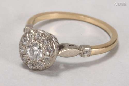 18ct Yellow Gold and Platinum Diamond Ring,