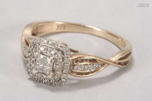 9ct Gold and Multi Diamond Ring,