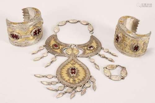 Unusual Turkmen Three Piece Jewellery Suite,