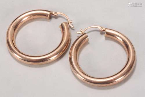 Pair of 9ct Rose Gold Hoop Earrings,