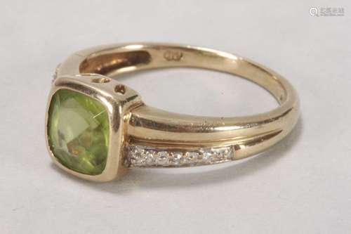 9ct Gold Peridot & Diamond Ring,