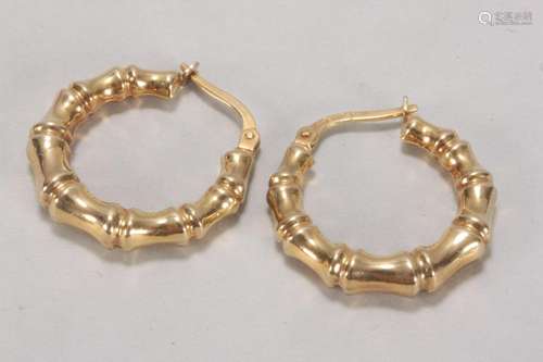 Italian 9ct Gold Bamboo Earrings,