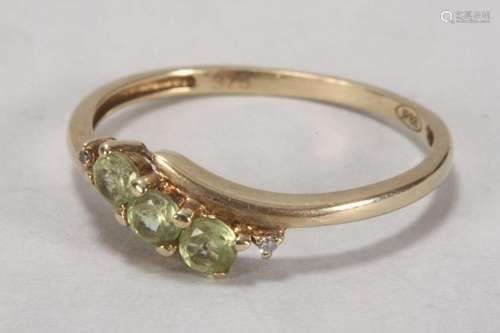 9ct Gold Peridot and Diamond Ring,