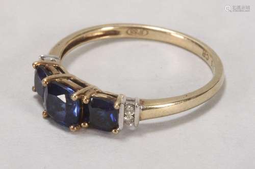 9ct Gold Diamond and Treated Sapphire Ring,