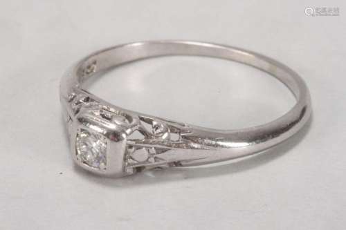Art Deco 18ct White Gold and Diamond Ring,