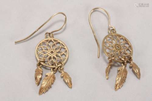 Pair of 9ct Gold `Dreamcatcher` Earrings,
