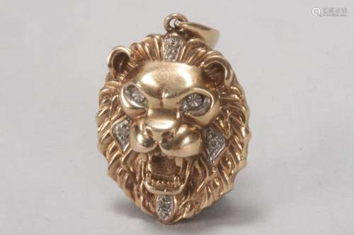 9ct Gold and Diamond Lion Pendant,