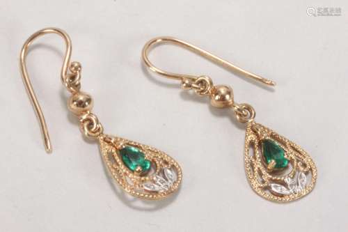 9ct Gold, Garnet and Diamond Earrings,