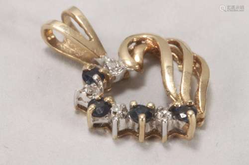 9ct Gold Sapphire and Diamond Pendant,