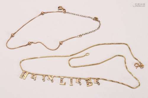14ct Gold Necklace and 9ct Gold Bracelet,