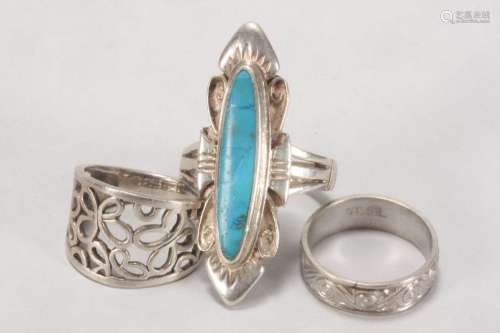 Three Sterling Silver Rings,