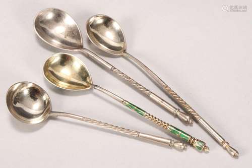 Three Russian Silver Spoons,