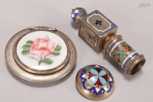 Three Silver and Enamel Items,