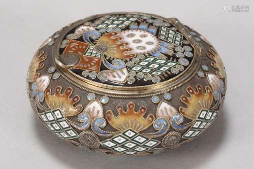 Fine Russian Silver & Enamel Snuff Box,