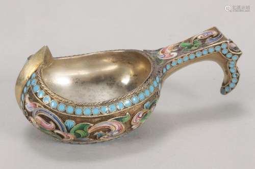 Russian Silver Enamel Kovsh,