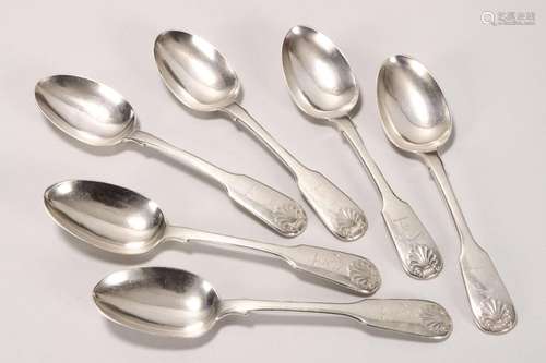 Six William IV Sterling Silver Dessert Spoons,