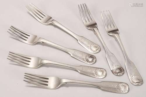 Six William IV Sterling Silver Forks,