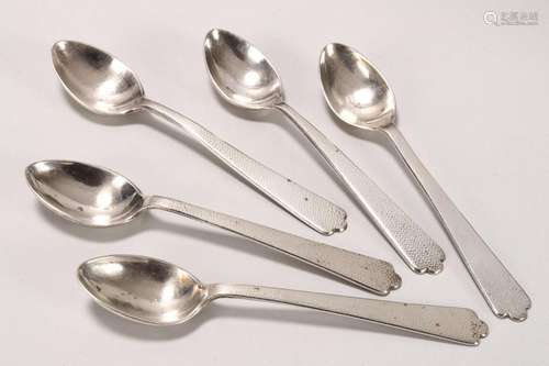 Five Chinese Silver Tea Spoons,