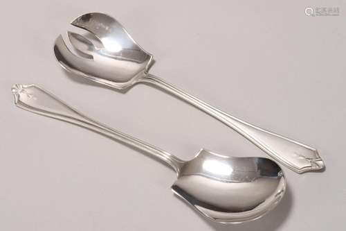 Pair of George V Sterling Silver Salad Servers,