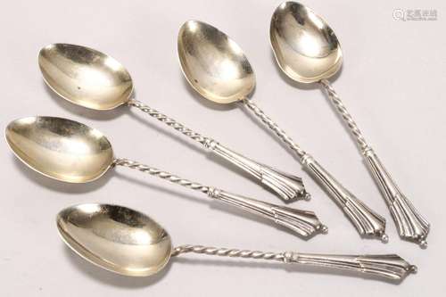 Five Edward VII Sterling Silver Spoons,