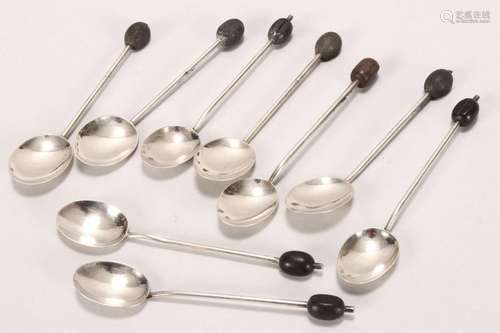 Nine Sterling Silver Coffee Spoons,