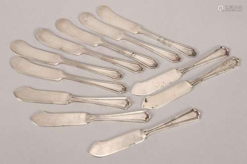 Eleven Sterling Silver Butter Knives,