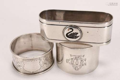 Three Australian Sterling Silver Napkin Rings,