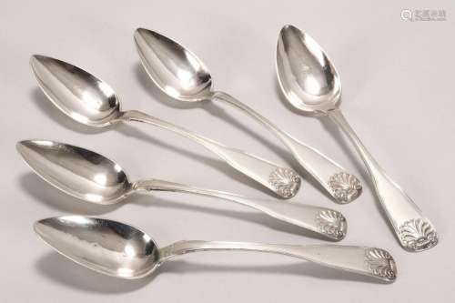 Five Dutch Silver Table Spoons,