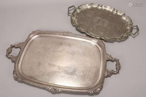 Two Large Silverplate Trays,