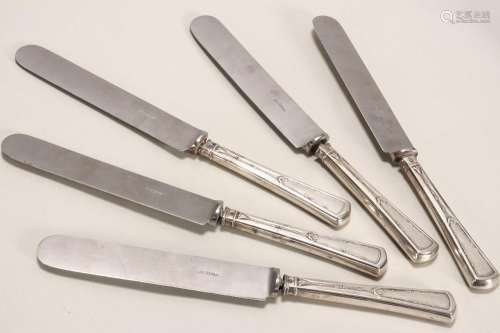 Set of Five Austro-Hungarian Silver Knives,