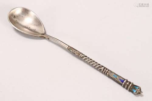 Russian Silver and Enamel Spoon,