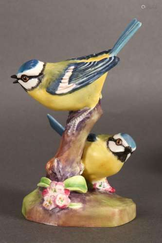 Royal Worcester `Blue Tits` Porcelain Figure,