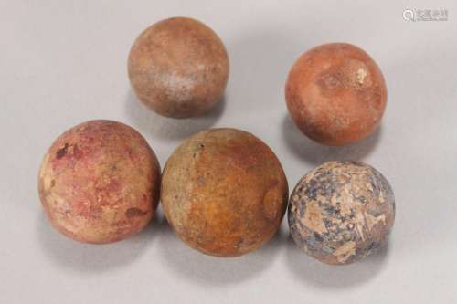 Five Victorian Clay Marbles,