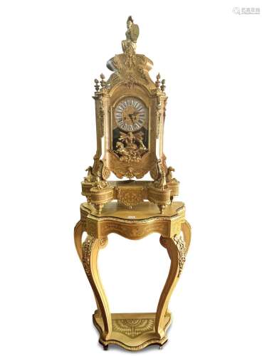 Large French Gilt Clock and and Stand,