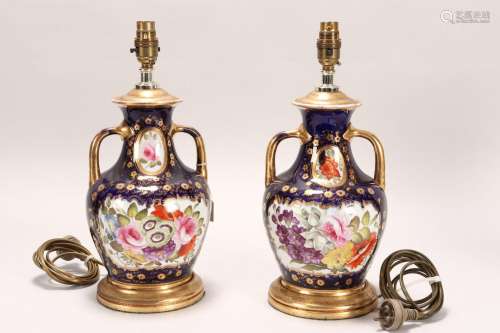 Pair of Continental Twin Handled Vases,