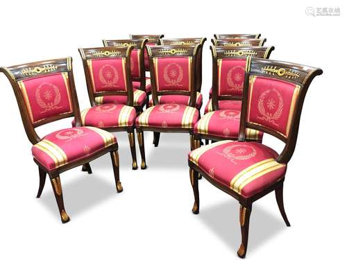 Set of Ten French Style Dining Chairs,