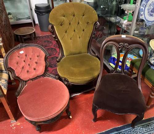 Three Victorian Nursing Chairs,