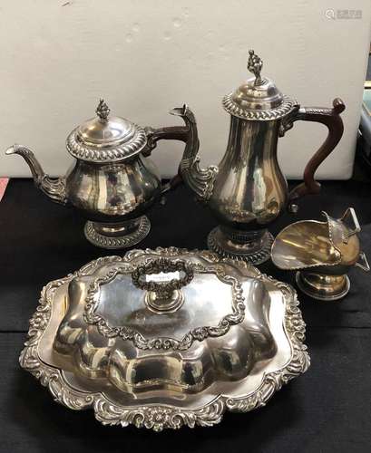 Four Silver Plate Items,