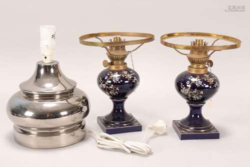 Pair of Porcelain Kerosene Lamps,