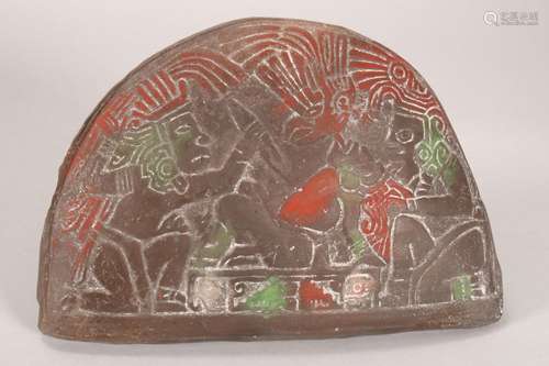 Aztec Style Pottery Plaque,