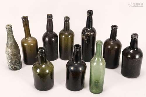 Ten Old Glass Bottles,