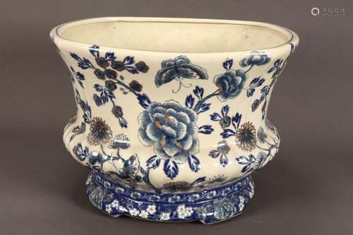 Large Blue and White Porcelain Jardiniere,