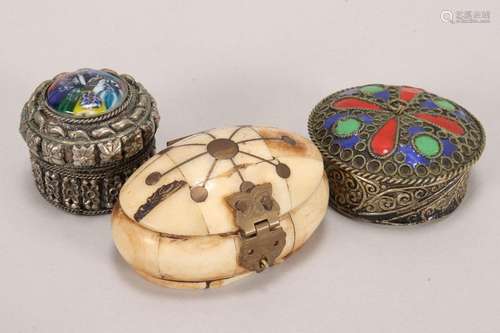 Three Assorted Indian Pill Boxes,