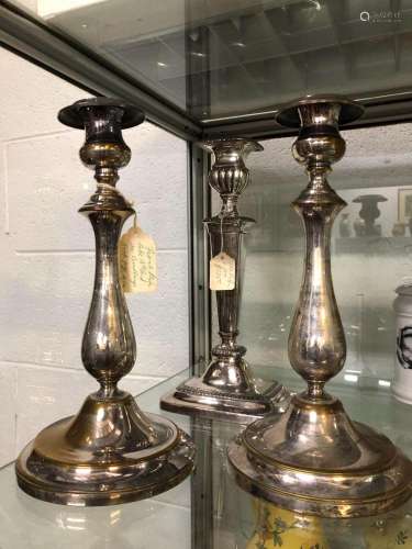 Pair of Silver Plate Candlesticks,