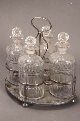 Silver Plate Four Bottle Cruet Set,