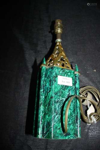 Unusual Faux Malachite and Brass Table Lamp,