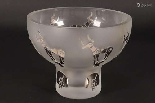 Pasabahce Art Glass Footed Bowl,