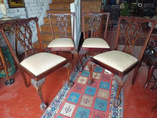 Set of Four Chippendale Style Chairs,